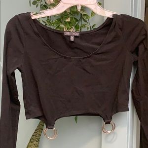 Current moon black crop top